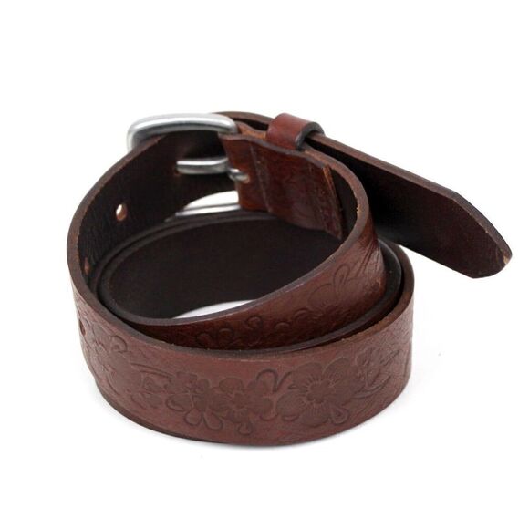 Old Navy EMBOSSED BROWN GENUINE LEATHER 1.25"Wd CASUAL DRESS WOMEN'S BELT S (A37 - Picture 4 of 12